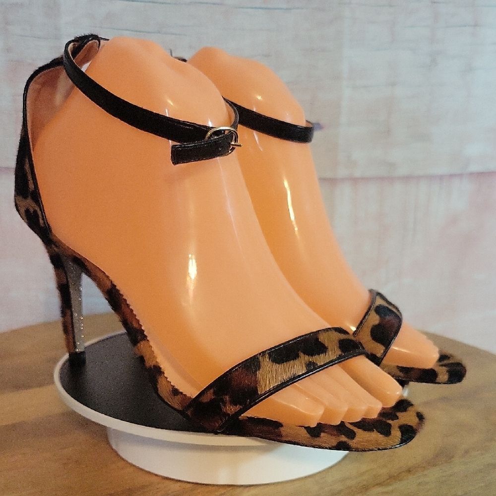 New J.CREW Leopard Print Heels Sparkly Bottom